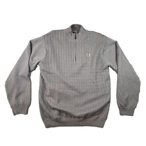 Scottish Winds Men's L Gray 1/4 Zip Cable Knit Golf Pullover Sweater SEE DESCRIP